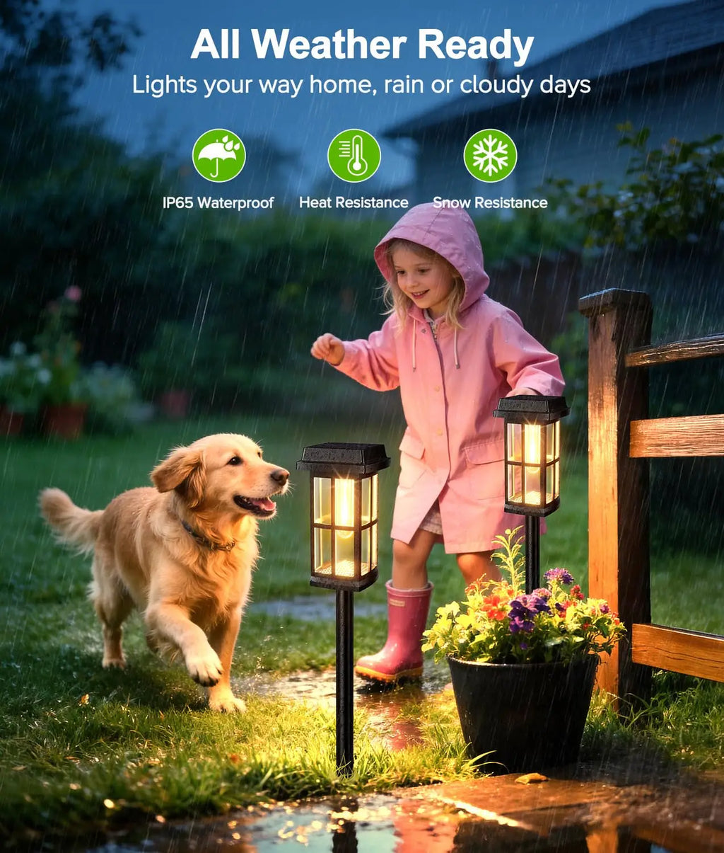 Solar Powered Pathway Lights 8 Pack IP65 Waterproof Auto On Off Outdoor Landscape Lighting Decorative Solar Garden Lamps for Patio Lawn Walkway Driveway Yard