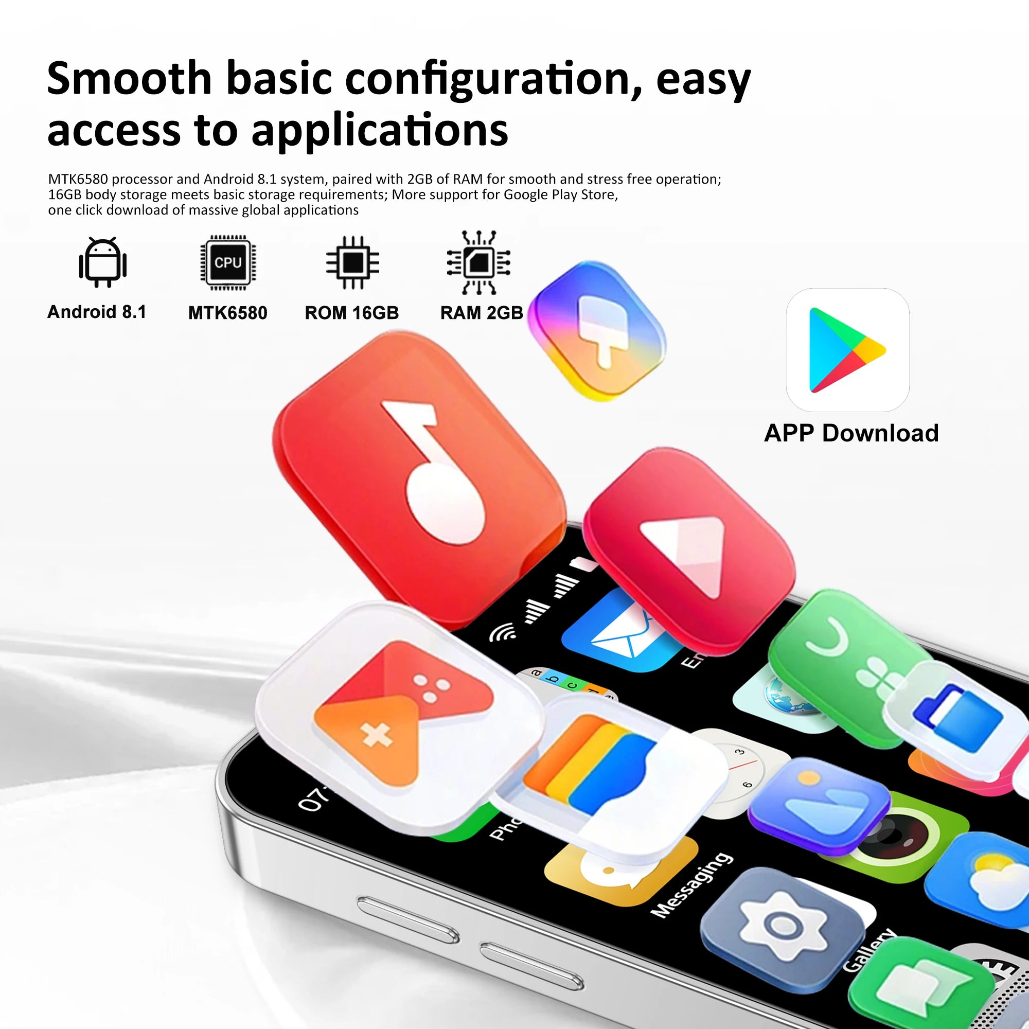 SERVO 18SE mini Smartphone 3.0inch HD Display 3G WCDMA 2GB+16GB GPS Android Small Portable Cellphone Dual SIM Standby Play Store