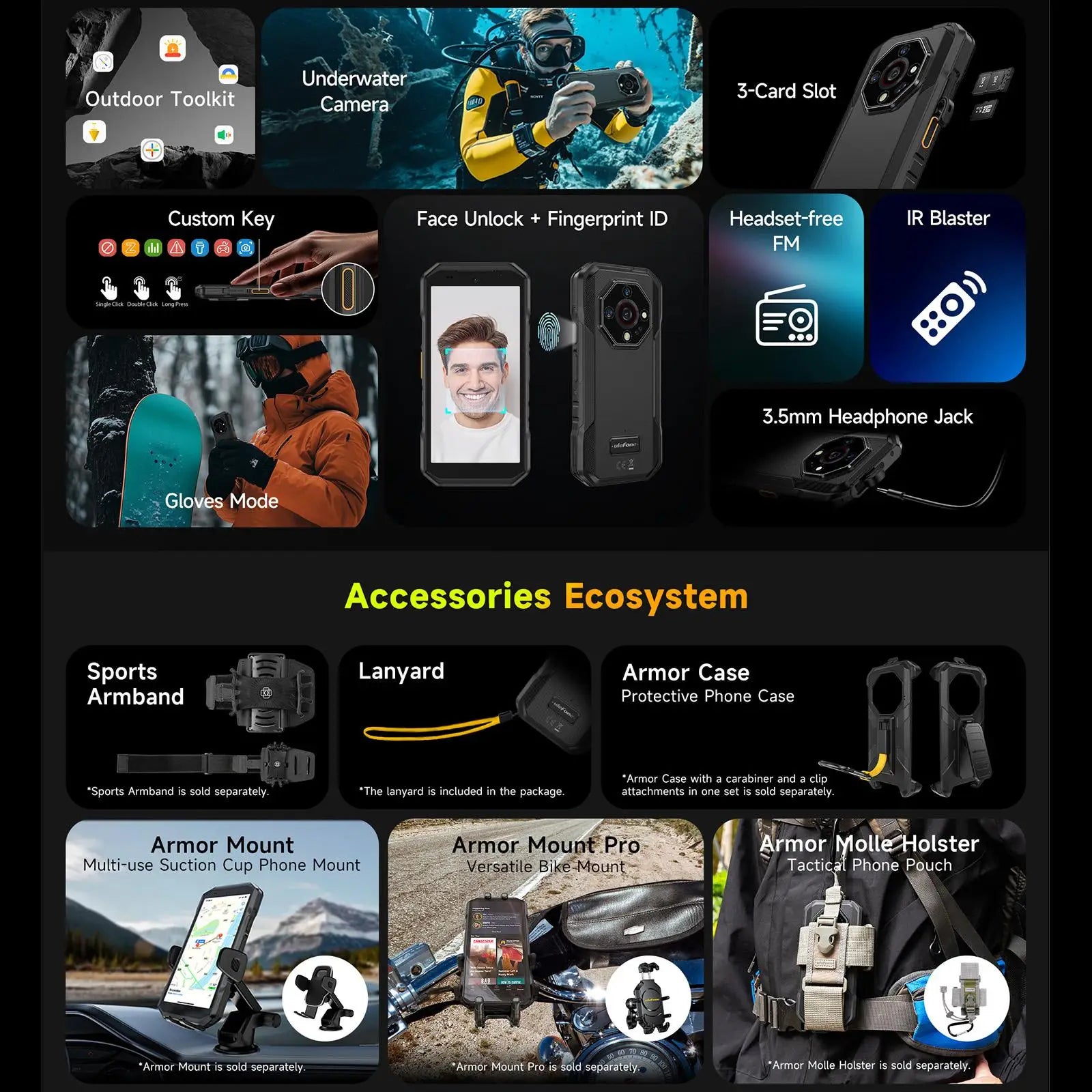 Ulefone Armor X32 Rugged Phone 6GB+128GB Night Vision 5.65 inch Global Version Android 14 MediaTek Helio G91 4G NFC Smartphone