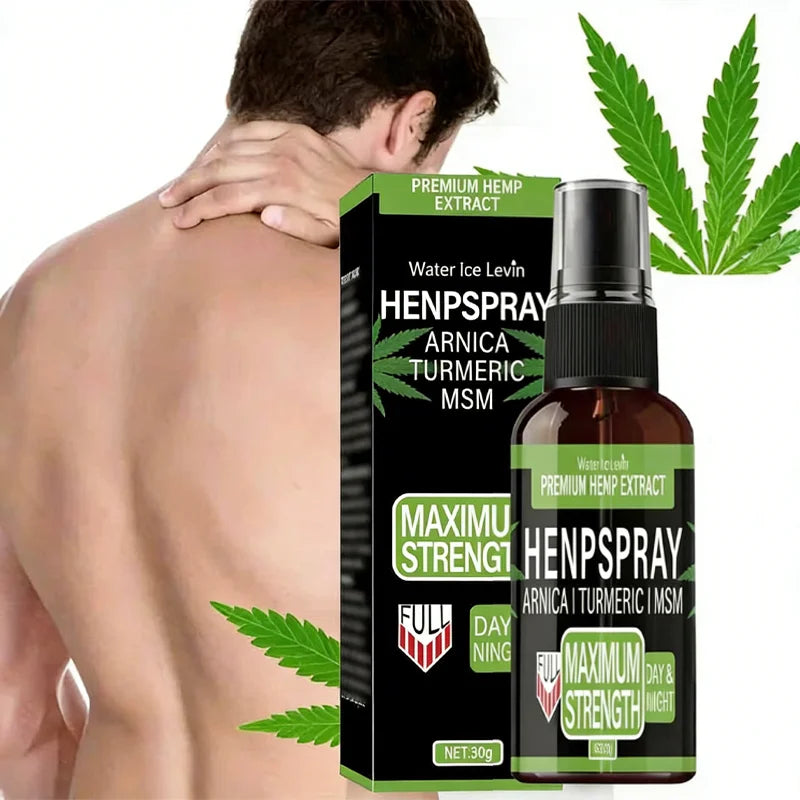 Premium Hemp Spray Extract with Arnica, Turmeric & MSM for Maximum Strength Day & Night Relief & Skin Care.