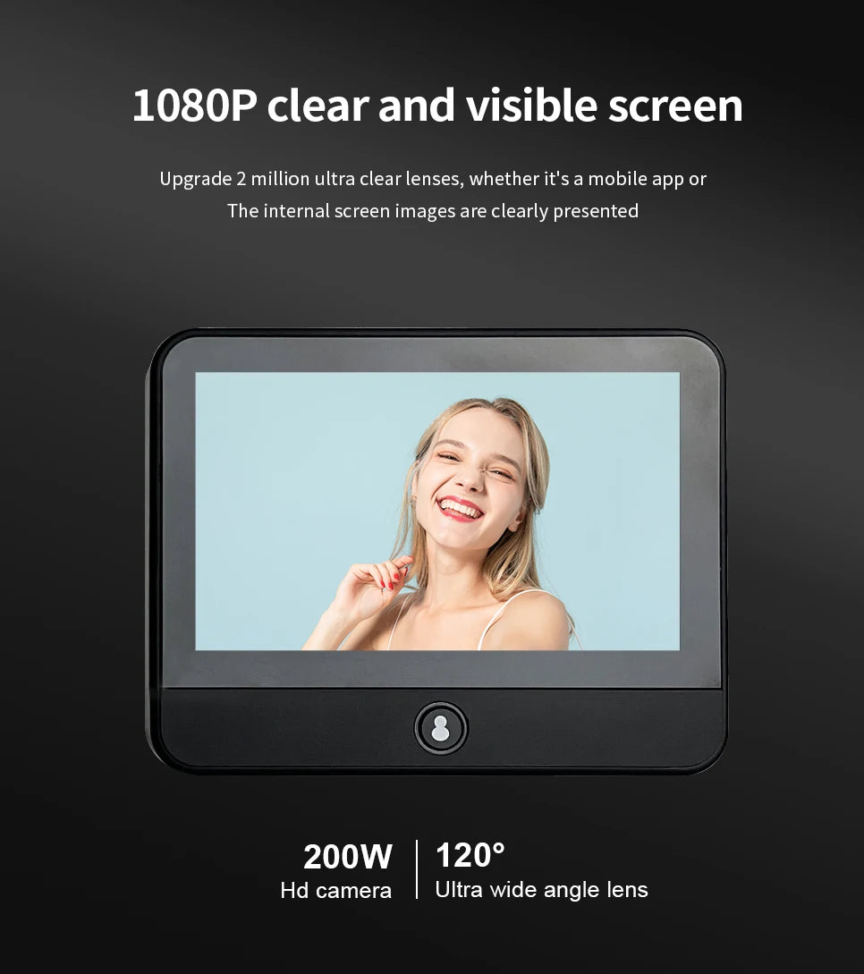 New 2K Tuya Smart Cat Eye 3MP Camera House Door Peephole 4.3 inch Doorbell Camera IPS Screen 120 ° Wide Angle Radar WiFi