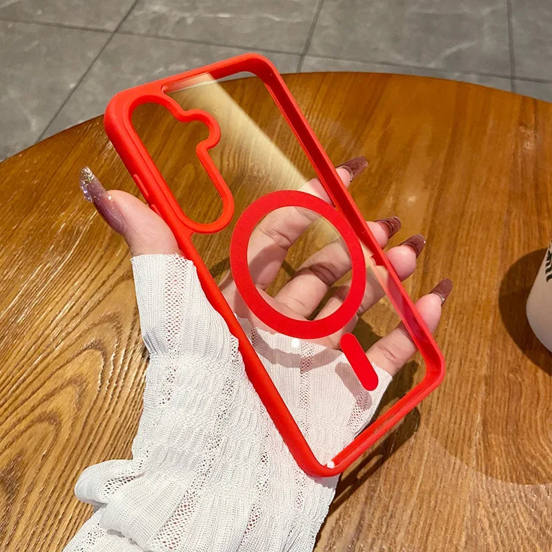 Magnetic Wireless Charging Phone Case for Samsung - Shockproof Cover Red Tidesmit
