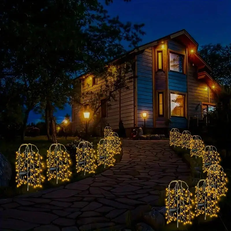 2/4Park 180LED Solar Powered Firecracker Light with 8 Lighting Modes, Outdoor Lawn Lights Smart Decorative Lighting, From dusk till dawn Solar Fairy Lamp for Courtyards, Lawns, Gardens, Pathways, Garden Decor