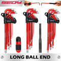SEDY 30pcs Long Arm Ball End L-Hex & Torx Key Set with Grip Handle Hex Key Wrench Set with T-Handle and Extension Bars
