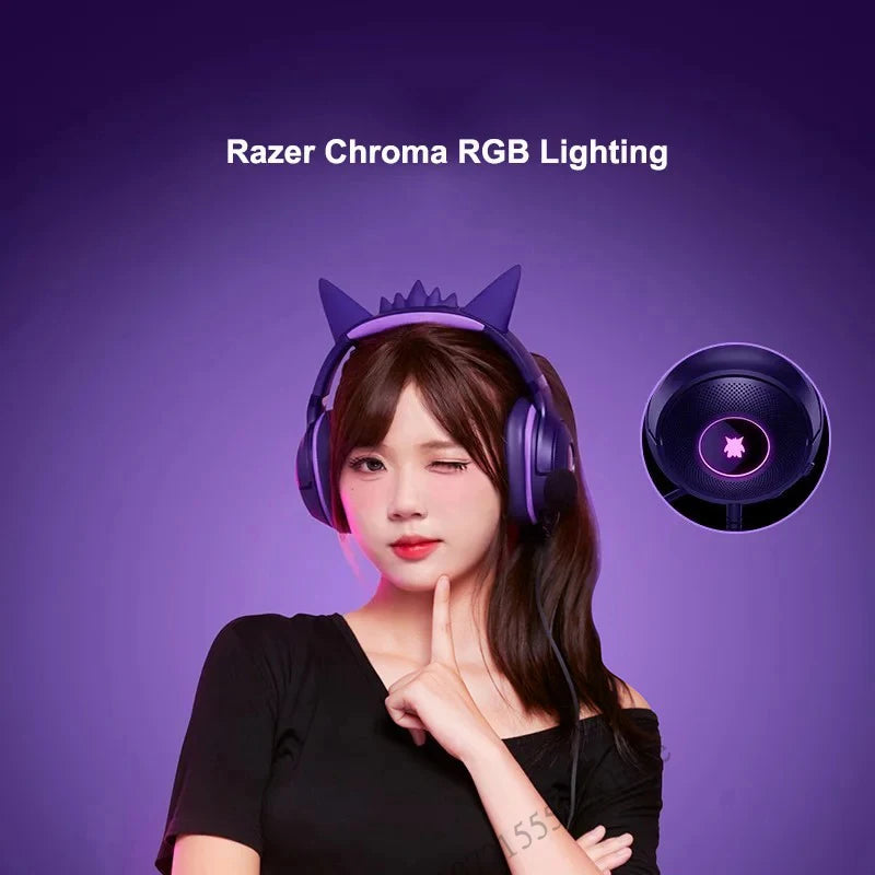 Razer Gengar Kraken Kitty V2 RGB Wired Gaming Headset - Gengar Purple Tidesmit