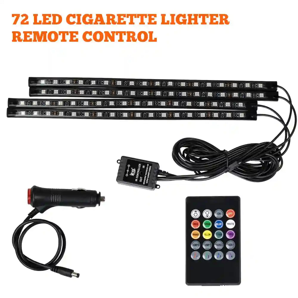 Tidesmit Car Interior LED Ambient Lights - App Controlled RGB USB Lighting 72LED Remote Cig Tidesmit