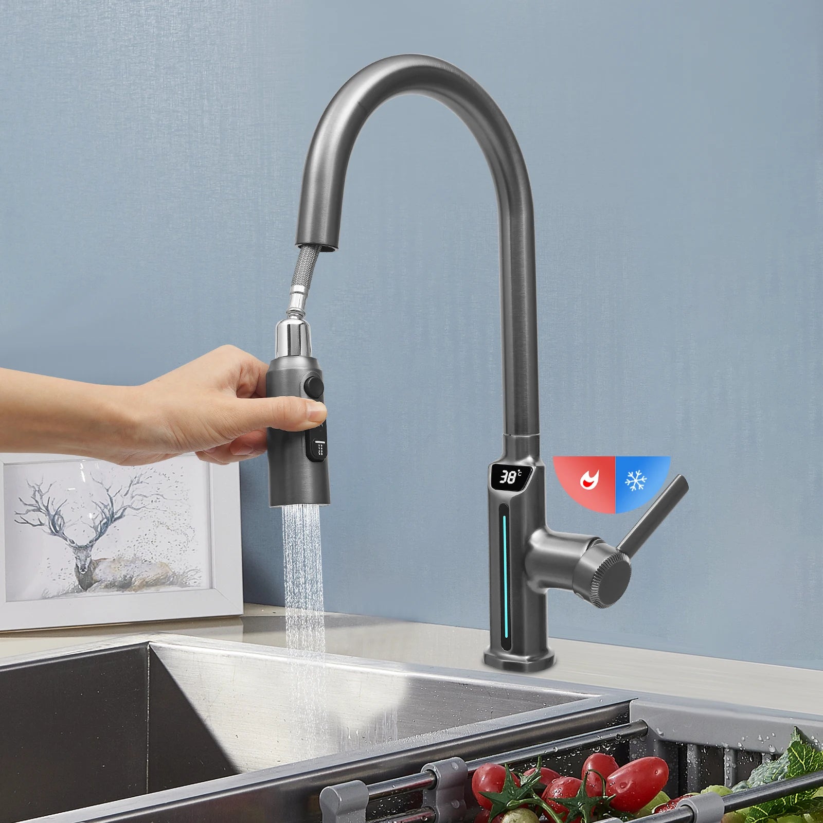Led Digital Temperature Display Kitchen Faucet Sink Mixer Kitchen Water Tap