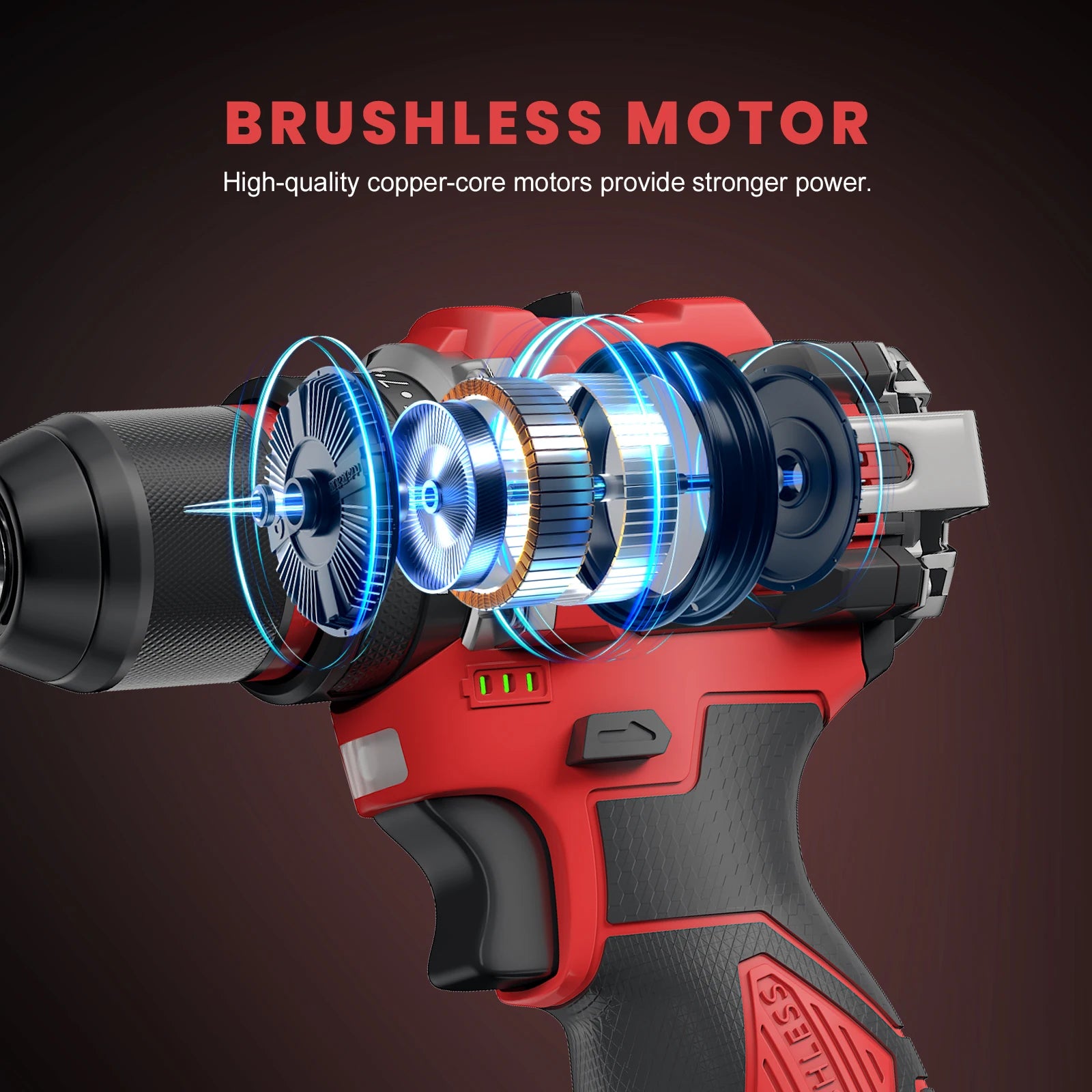 3-in-1 Brushless Electric Screwdriver 80Nm Torque Cordless Handheld Drill Impact Drill 16.8V Household Impact Power Tool