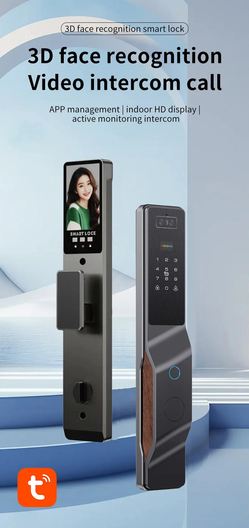 Tuya Smart Lock With Camera, Password, And Facial Recognition Unlocking - Remote Unlocking Smart Intelligent Lock