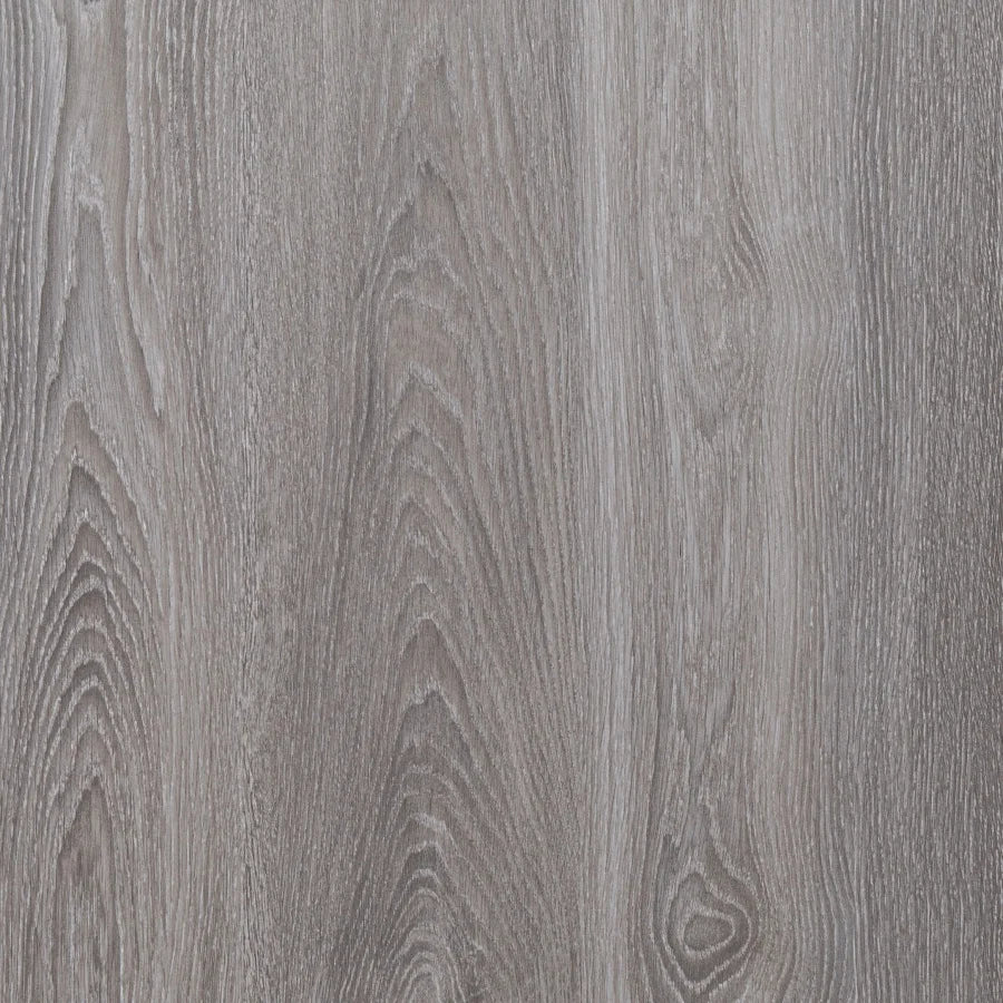 Self-adhesive wood-grain backsplash tile, cool light gray with vertical plank detail