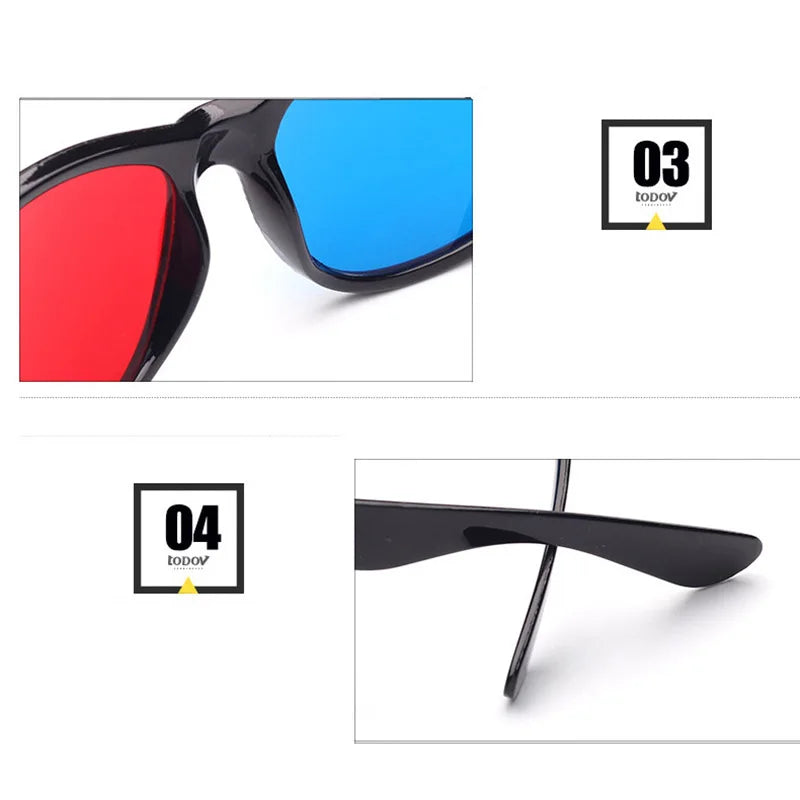 Universal 3D Glasses for Anaglyph Movies and Gaming, Black Frame Tidesmit