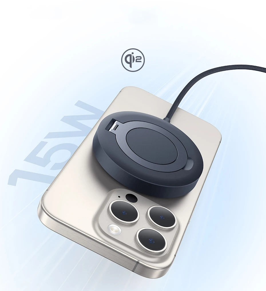 Magnetic Wireless Charger for iPhone 16/15 with Adjustable Stand Tidesmit