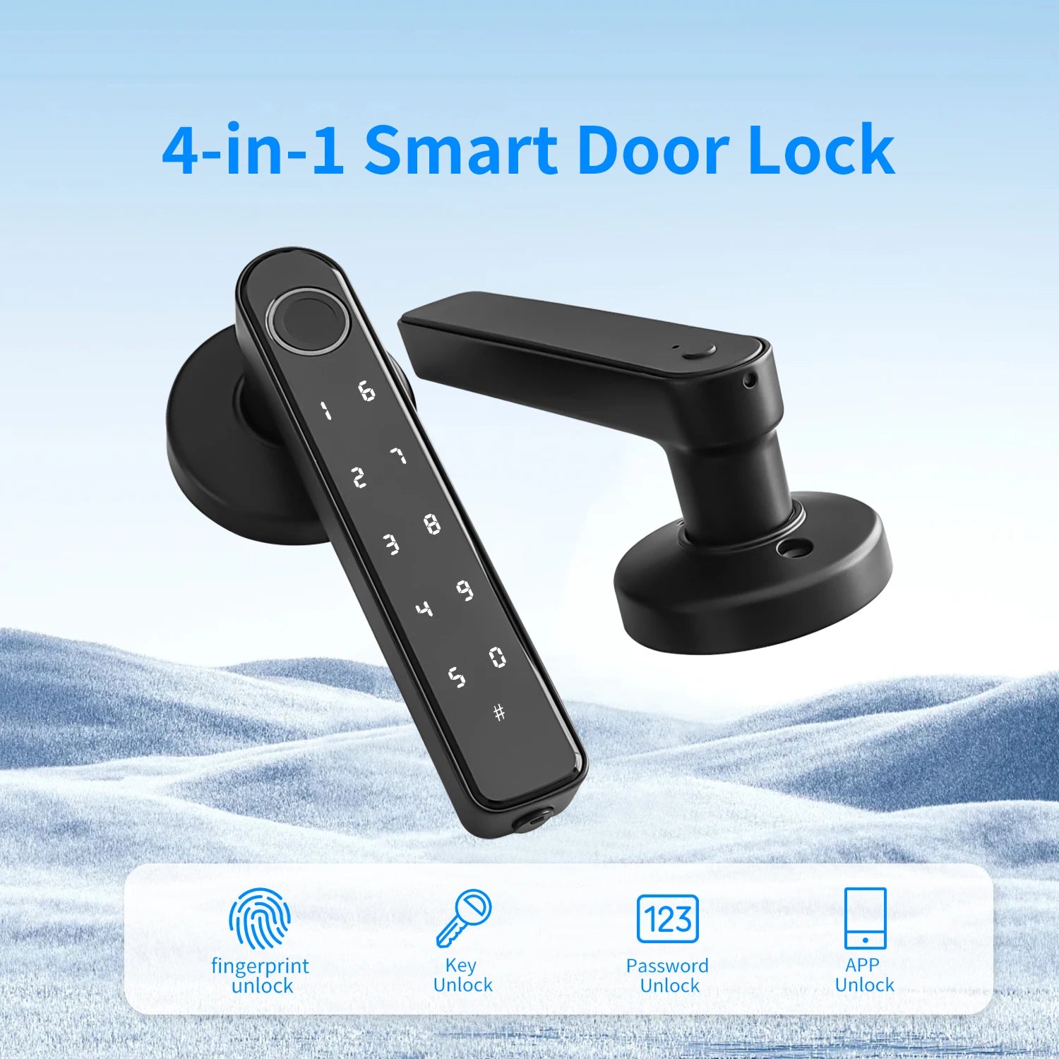 Tuya Bluetooth Biometric Electronic Lock Smart Fingerprint Password App Unlock Intelligent Door Handle Lock Home Security