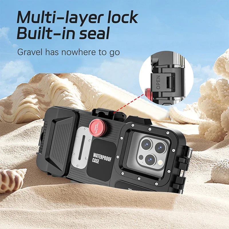 Underwater Phone Case 30m for iPhone & Samsung - Black Military-Grade Protection Tidesmit