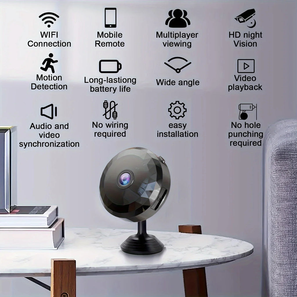 Mini 2.4G WiFi 170 Wide-angle CMOS Night Vision Motion Detection Weatherproof Family Security Camera with Memory Card Storage