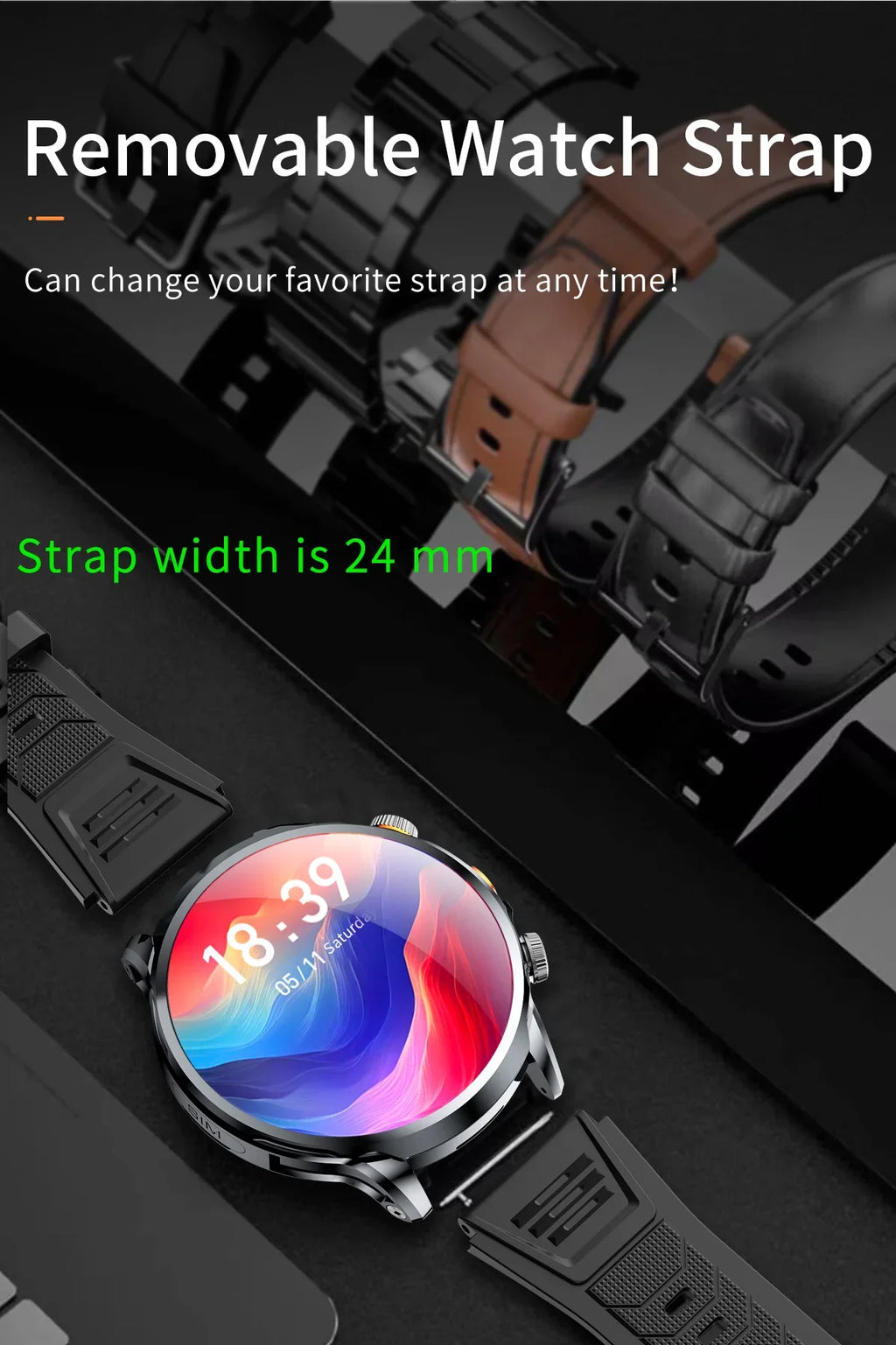 Smart Watch With 1.95 inch IPS 1100mah Battery 128GB ROM 500W Camera GPS WIFI Heart Rate APP Download Smartwatch Android 9.0