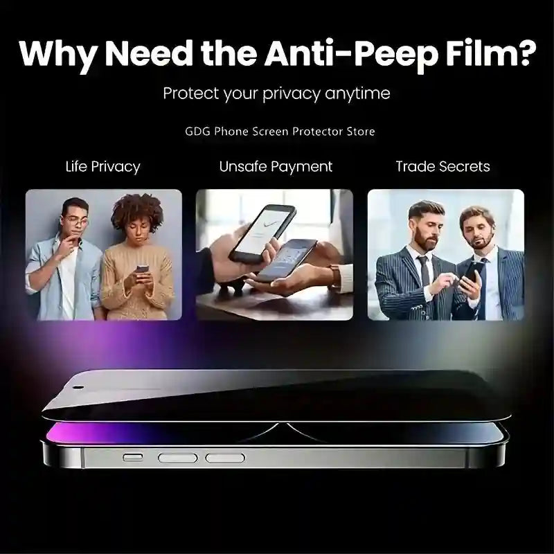Privacy Screen Protector for iPhone 16 Pro, 3 Pack Anti-Peep Tempered Glass AE Tidesmit