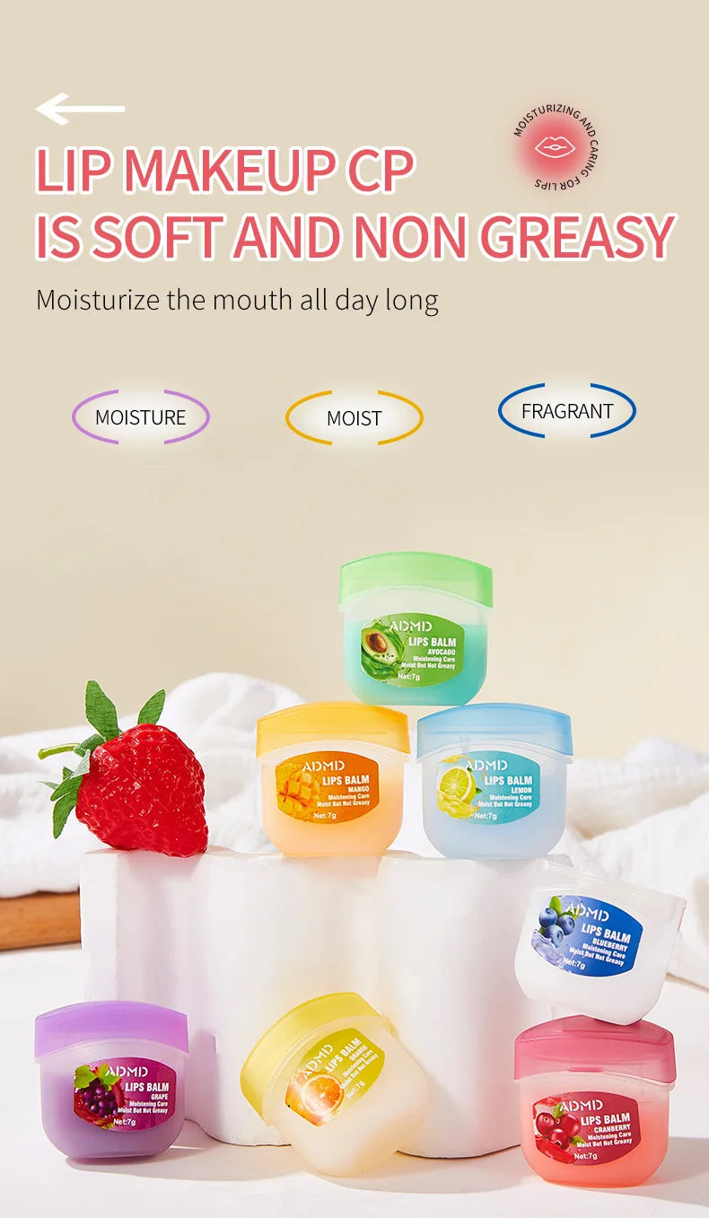 Moisturizing Lip Balm Set: 8pc Fruit Lip Treatment by Tidesmit Lip Care Tidesmit