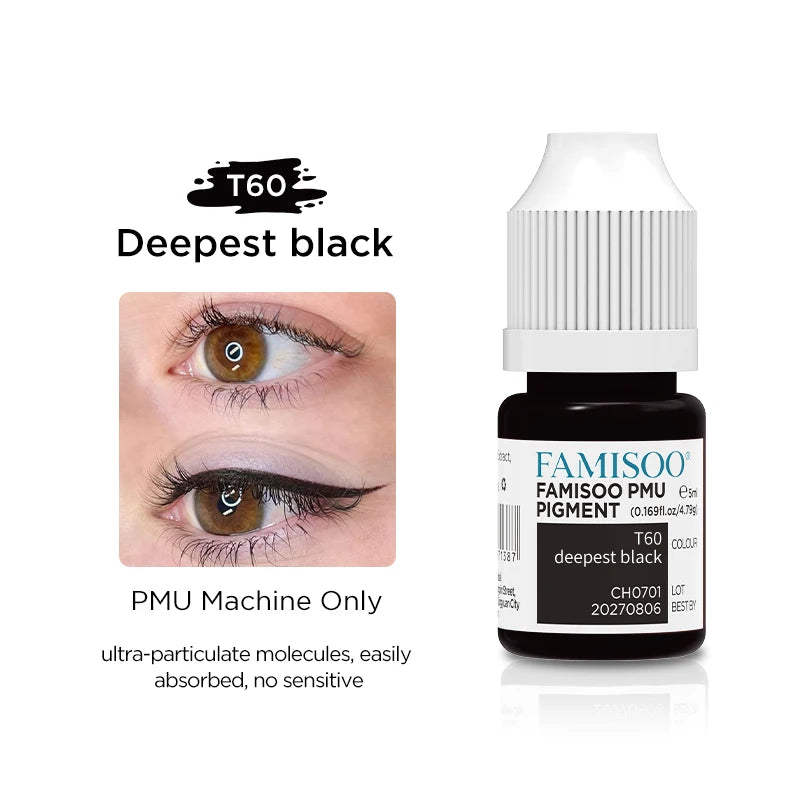 Permanent Makeup Pigment 5ml | Professional PMU Lip & Brow Ink Permanent Makeup Machines T60 Eyeline black China Mainland Tidesmit