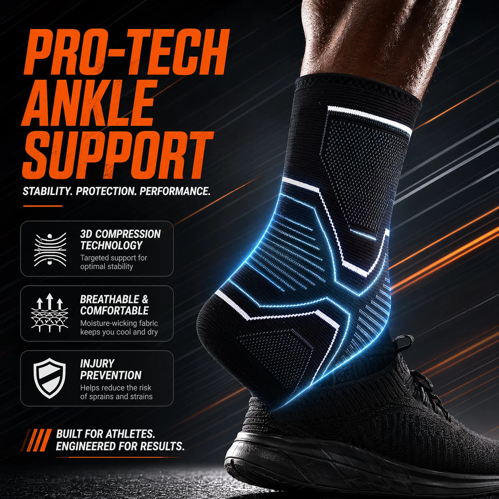Ankle Brace Support Sleeve 3D Compression Ankle Protector Anti-Sprain Breathable Elastic for Running Basketball Gym Fitness Men