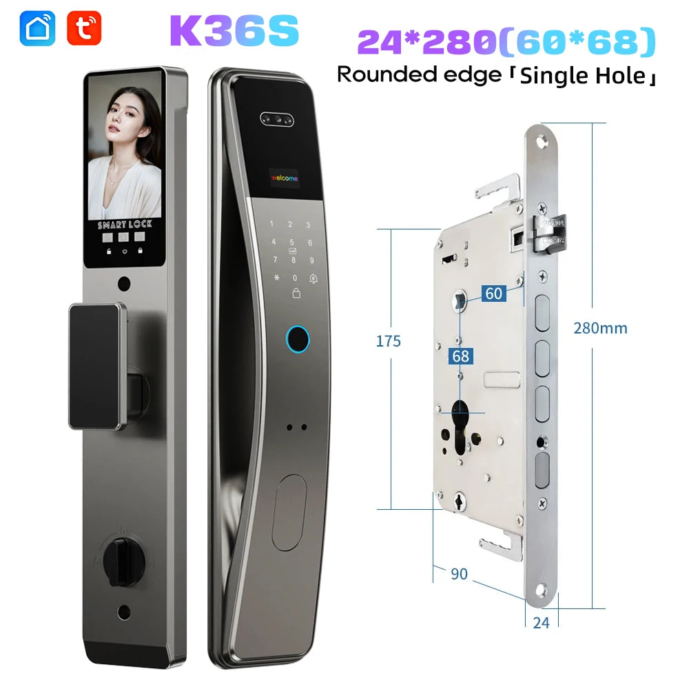 3D Face Recognition Fingerprint Password Smart Door Lock With Camera FIngerprint Password Unlock Keyless Electronic Door Lock