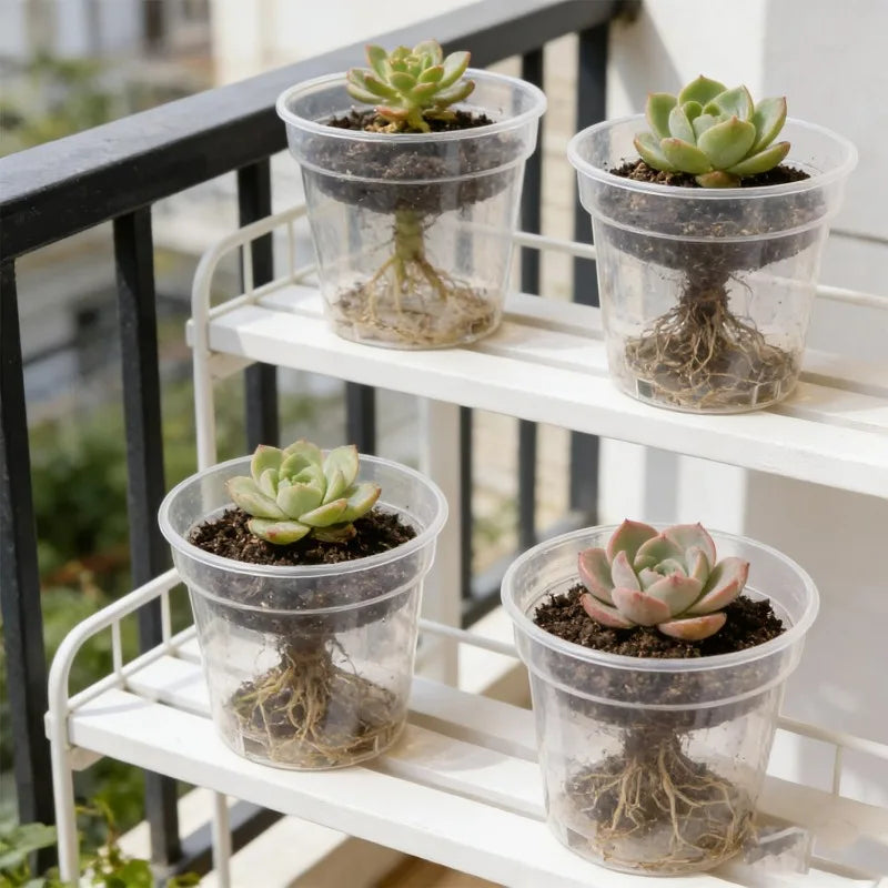 5/1x Clear Nursery Pots with Drainage Holes Indoor Outdoor Seed Starting Transparent Plastic Flower Pot Home Garden Supplies