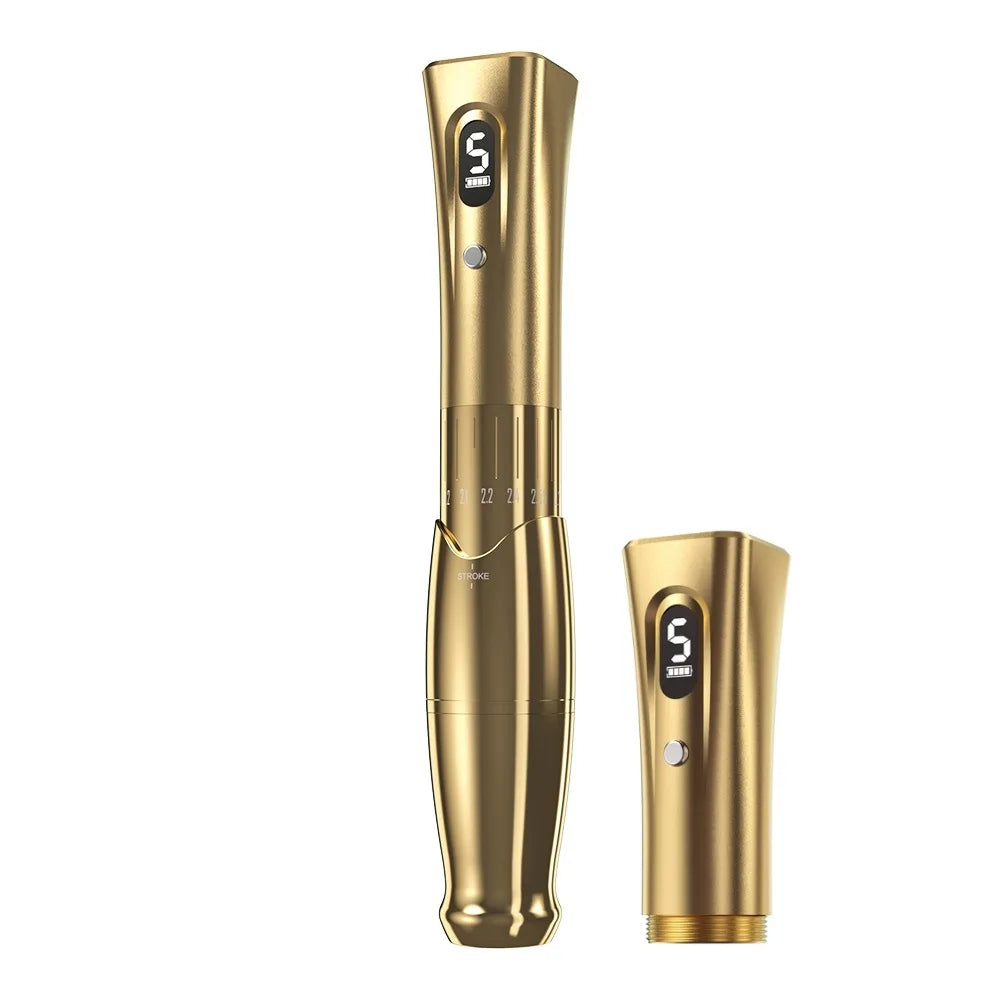 Wireless PMU Machine - Adjustable Permanent Makeup Tattoo Pen Permanent Makeup Machines Gold US Plug Tidesmit