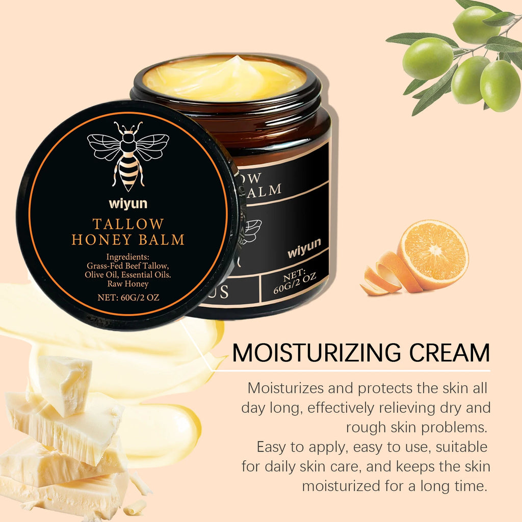Beef Tallow Honey Moisturizer Grass Fed Whipped Tallow Face Cream Body Lotion Non Greasy Nourishing Fast Absorption Skin Care