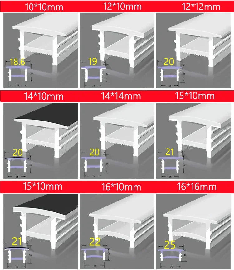 Recessed White Silicone Tube LED Neon Light Flexible Rope Channel Diffuser WS2811 WS2812B Outdoor Waterproof Ribbon Strip Tube