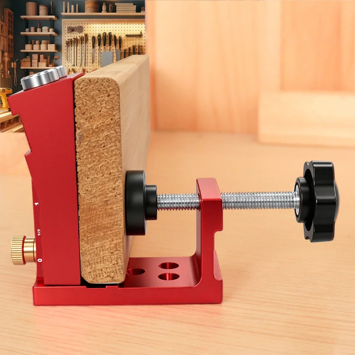 Aluminum Alloy Pocket Hole Jig Kit, Woodworking Oblique Hole Locator with 9mm Drill Bit, Adjustable Pocket Hole Carpentry Tool