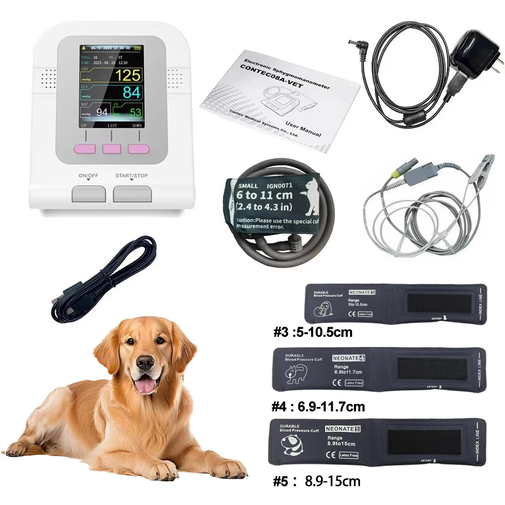 CONTEC08A Vet Use Electronic Sphygmomanometer Digital Blood Pressure Veterinary Vet Use Monitor Pets Dog Cat Horse Etc