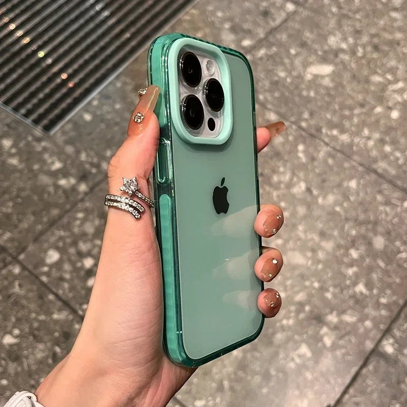 Shockproof iPhone Case with Airbag Bumper - Clear Slim Fit Protection Green Tidesmit