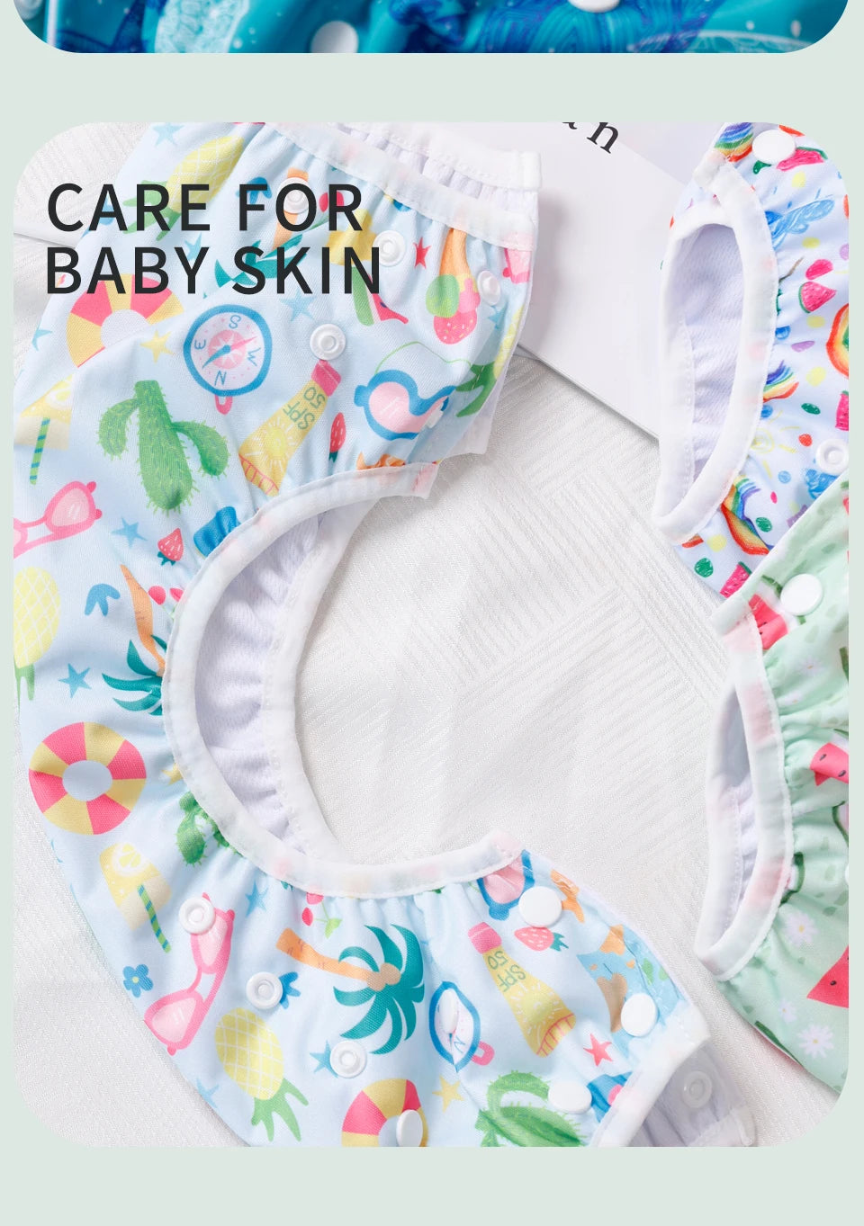 HappyFlute 3-Piece Mesh Cloth Inner Fabric Baby Swimming Diaper Reusable Adjustable 0-3 Years Summer Diaper