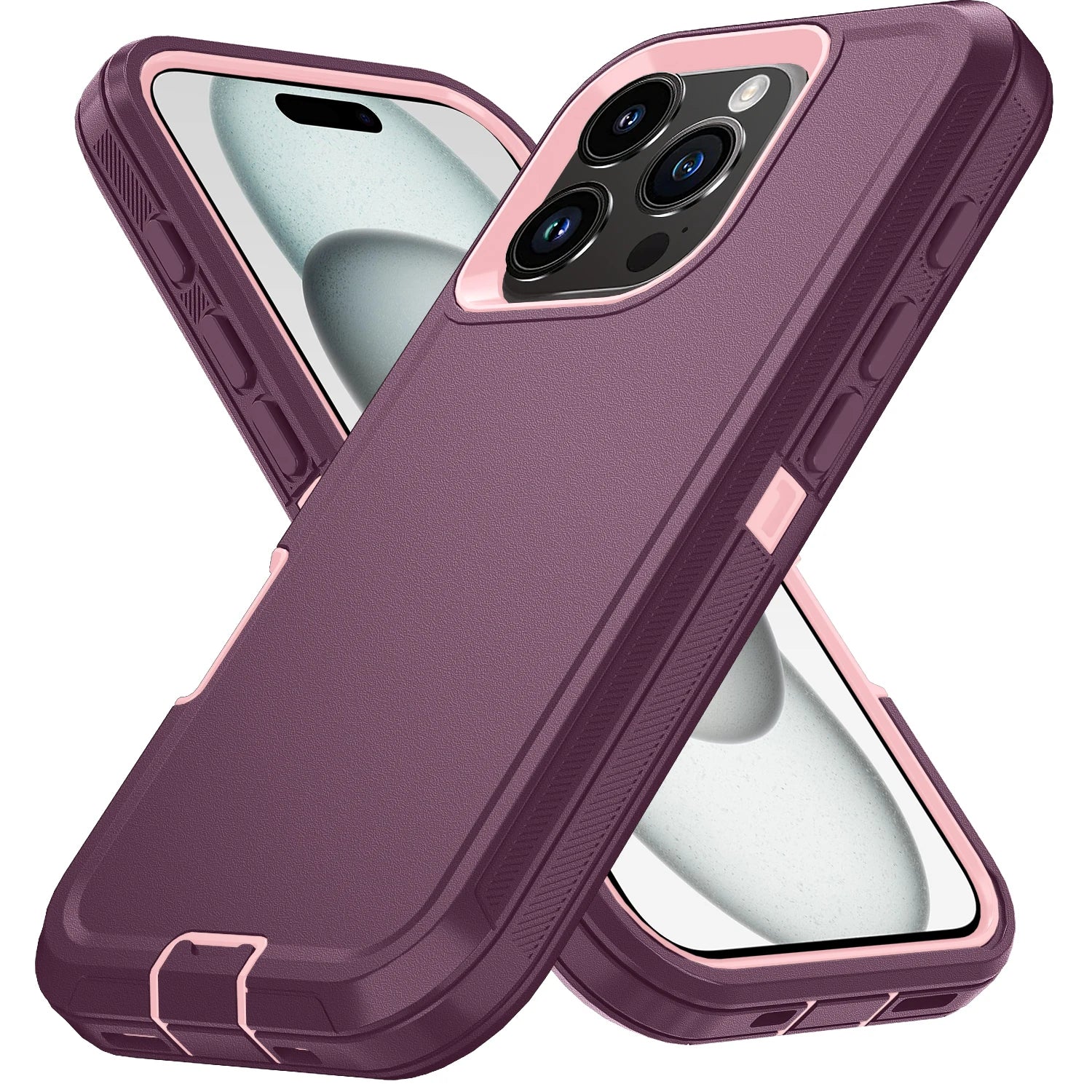 iPhone 17 Pro Max Shockproof Case with Integrated Kickstand - Tidesmit Wine Red-Pink Tidesmit