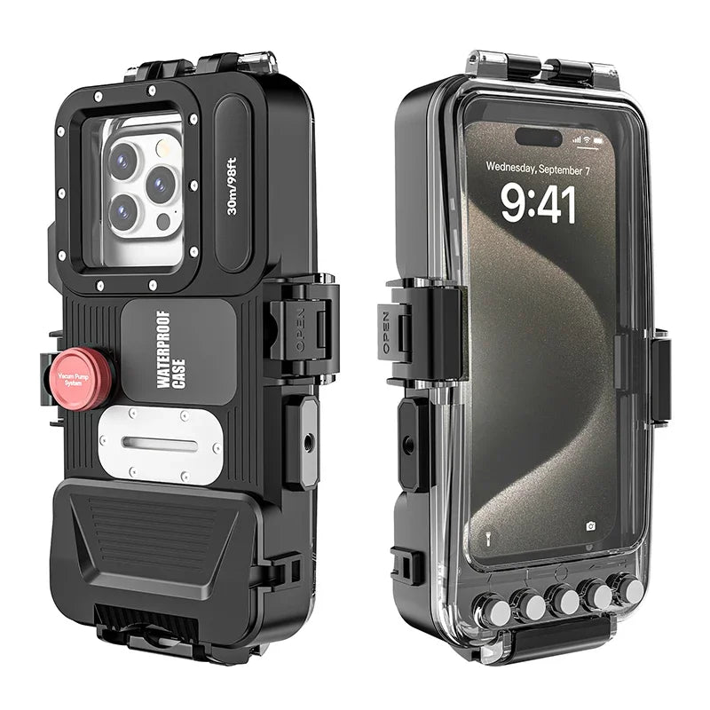 Underwater Phone Case 30m for iPhone & Samsung - Black Military-Grade Protection Tidesmit