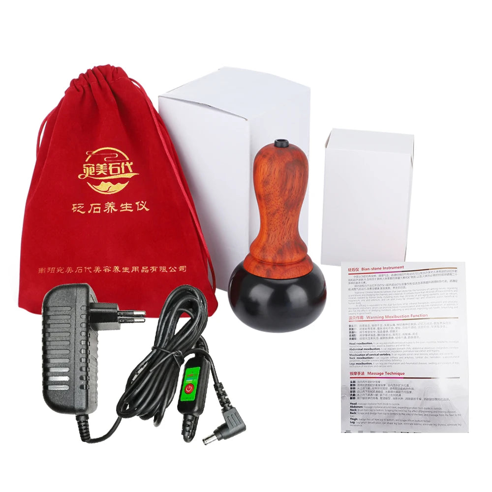 Electric Gua Sha Massager: Heated Jade Tool for Deep Tissue Relief Back Massage Instrument EU Plug(220-240V) Tidesmit