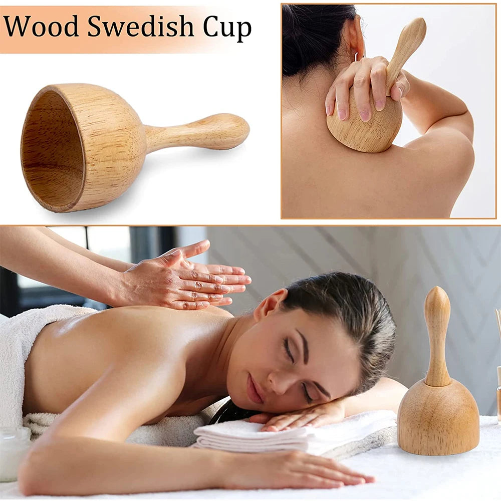Wood Therapy Massage Tools for Body Contouring | 6 Piece Kit Relaxation Treatment Tidesmit