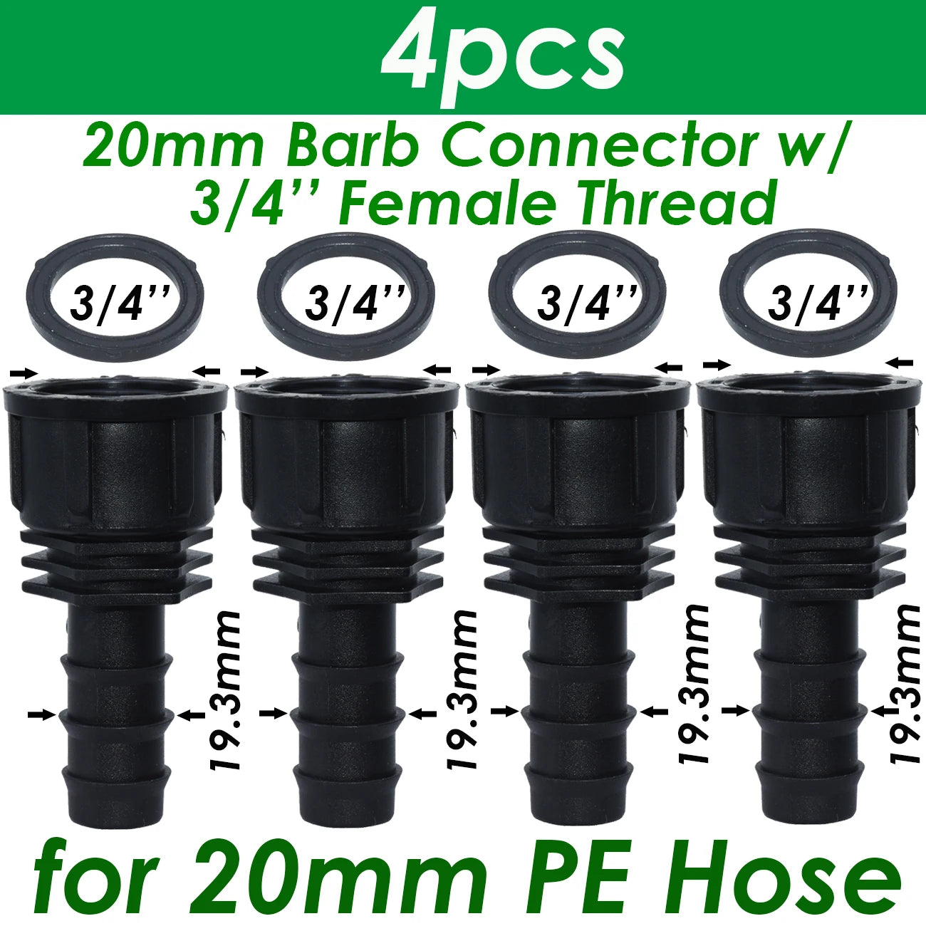1/2" 3/4" Male Female Thread Connector To Barb 16mm 20mm 25mm PE Hose Adapter Tee Elbow Garden Irrigation Drip Watering System