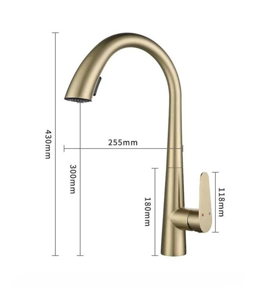 Stainless Steel Gold Kitchen Faucet Brushed Gold Kitchen Hot and Cold Water Faucet Washbasin Sink Faucet