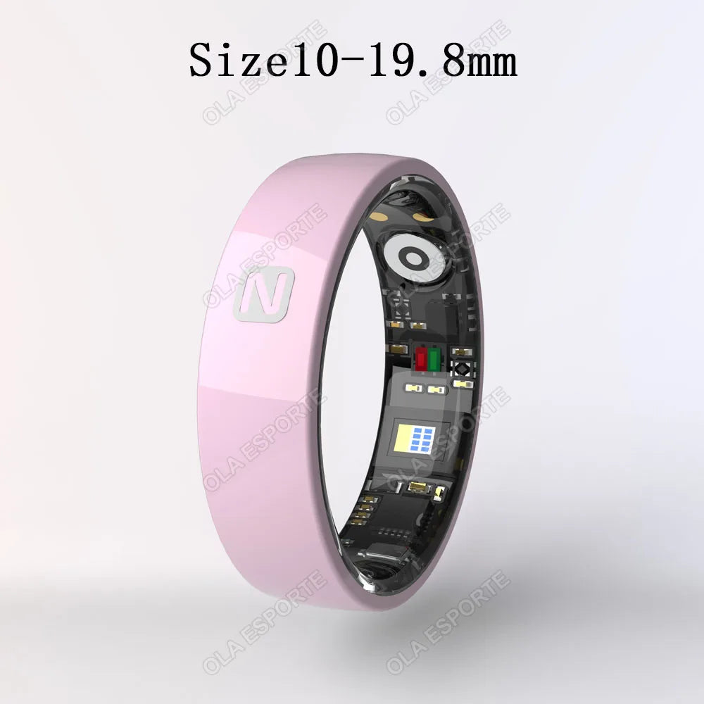 Smart Health Ring - Waterproof Fitness Tracker with Biometric Sensor Pink 10 Tidesmit