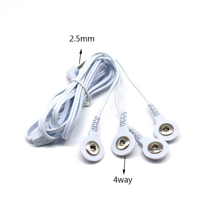 TENS Unit Lead Wire 2-Way or 4-Way Electrode Cable for Electric Massager Body Shaping Massage Equipment 1pcs 2.5mm4way