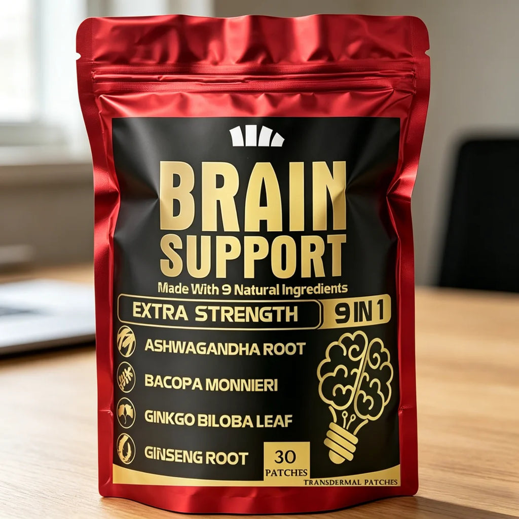 30 Patches 9 In1 Brain Support Transdermal Patches With Ashwagandha Root, Gotu Kola Focus, Memory & Energy Booster