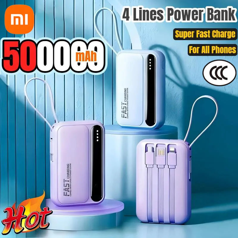 Tidesmit Portable Charger: Fast Charging Power Bank with 4 Cables Tidesmit