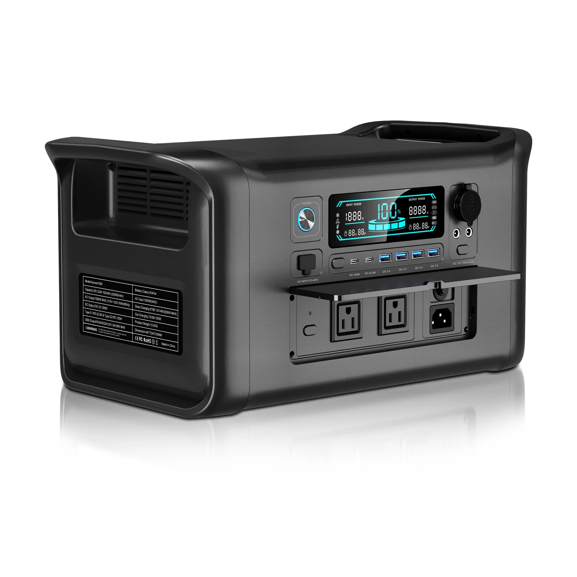 CTOLITY AP1000 1800W 1024WH Portable UPS Power Station LiFePO4 Battery AP400 500W 345WH Solar Generator Outdoor Power Supply