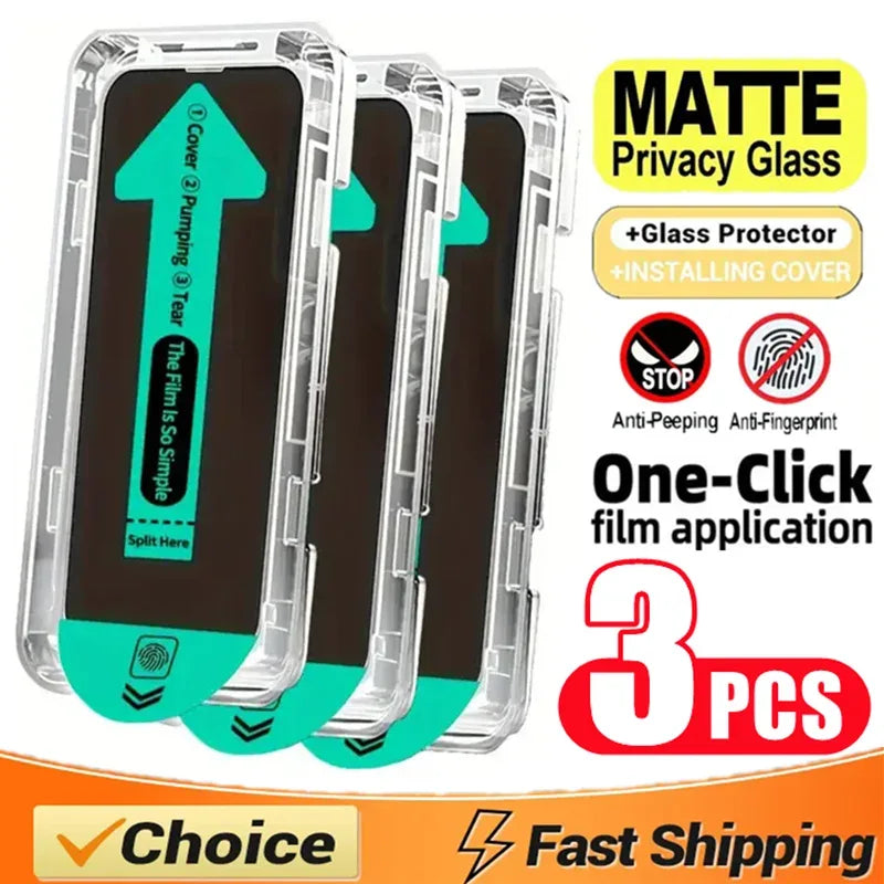 Matte Privacy Screen Protector for iPhone - Anti-Glare Tempered Glass 3 Pieces Matte Privacy Glass Tidesmit