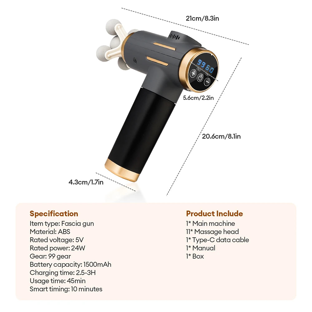 Deep Tissue Massage Gun – 99 Levels – Portable Muscle Recovery Device Back Massage Instrument Tidesmit