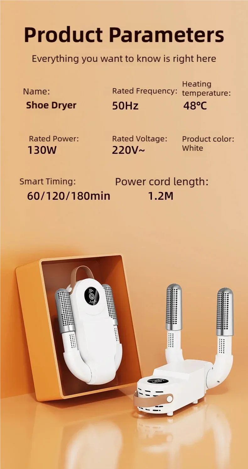 Tinsol Foldable Touch Screen Shoe Dryer 130W 220V