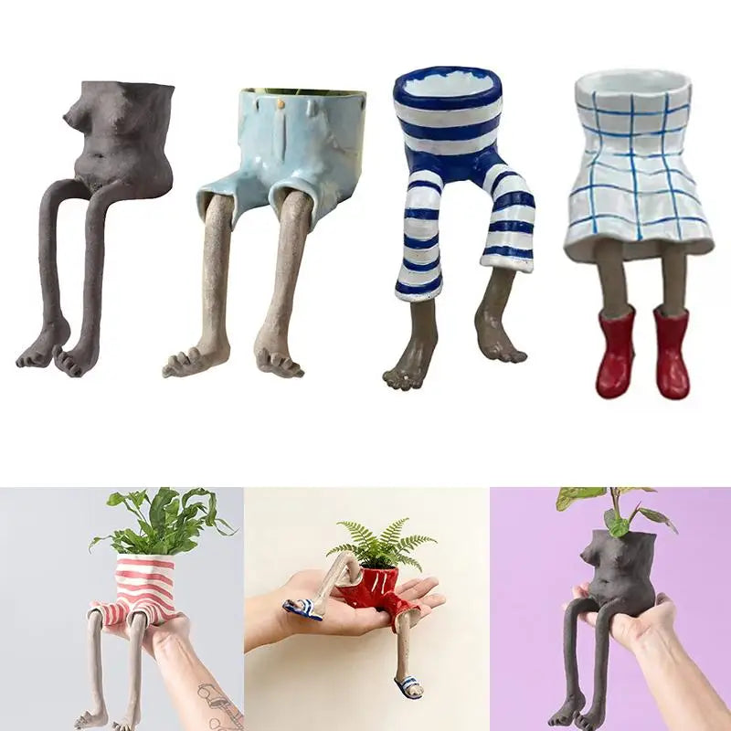 Whimsical Resin Leggy Planter Creative Succulents Flower Pot Home Decor Art Planter Home Office Shelf Decor Gardening Gift