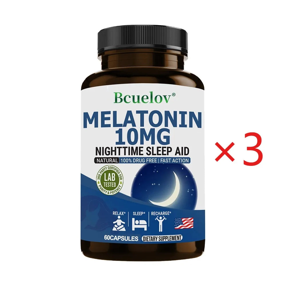 Super Melatonin Capsules 10 Mg - Fall Asleep Naturally, Fight Insomnia, Boost Immunity, Improve Sleep Quality
