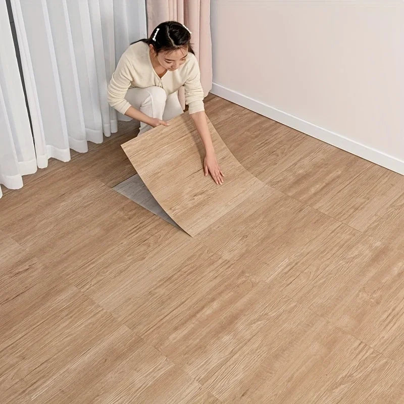 Self-adhesive Vinyl Floor Tiles Wood Grain Design Waterproof  Wear-resistant Wall Tiles for Bedrooms Kitchens Living Room Decor